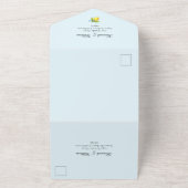 Monogram Crest waterverf Lemons Wedding All In One Uitnodiging (Buitenkant)