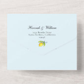 Monogram Crest waterverf Lemons Wedding All In One Uitnodiging (Achterkant)
