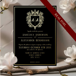 Monogram Crest Wedding Folie Invitation Uitnodiging