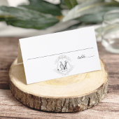 Monogram Crest Wedding Gevouwen Plaats Kaart Plaatskaartje