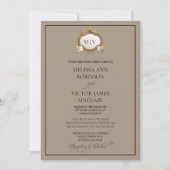 Monogram Crest Wedding Invitation Kaart (Voorkant)