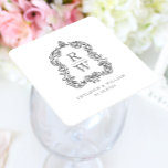 Monogram Crest Witte Houtskool Grijs Huwelijk Kartonnen Onderzetters<br><div class="desc">Dit elegante ontwerp is voorzien van een , op regentschap geïnspireerde top van acanthusbladeren die twee monogram-initialen omlijsten in open serif-lettertype, verticaal gestapeld en van elkaar gescheiden door een dunne horizontale lijn. Voeg de namen en trouwdatum van het paar hieronder toe. Het ontwerp en de tekst zijn in houtskoolgrijs op...</div>