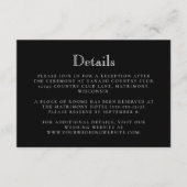 Monogram Crest Zwart en Wit Trouwdetails Informatiekaartje (Voorkant)