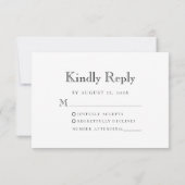 Monogram Crest zwart-wit bruiloft RSVP Kaartje (Achterkant)