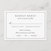 Monogram Crest Zwart Wit RSVP Trouwruimte Informatiekaartje (Voorkant)