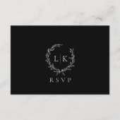 Monogram Crest Zwart Wit RSVP Trouwruimte Informatiekaartje (Achterkant)