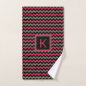 Monogram Crimson Brown Black Chevron Pattern Bad Handdoek (Handdoek)