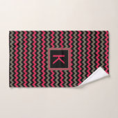 Monogram Crimson Brown Black Chevron Pattern Bad Handdoek (Handdoek)