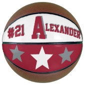 Monogram Crimson Red, White, Grey Basketbal (Voorkant)