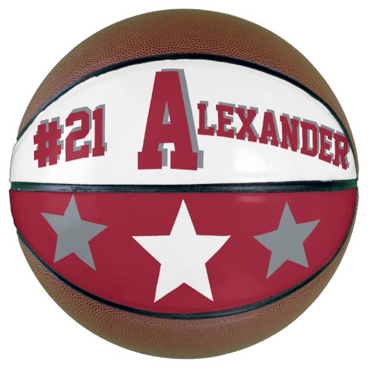 Monogram Crimson Red, White, Grey Basketbal (Voorkant)