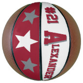 Monogram Crimson Red, White, Grey Basketbal (Verticaal)