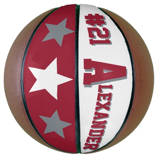 Monogram Crimson Red, White, Grey Basketbal (Verticaal)