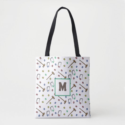 Monogram Croquet Leuke Hand-getrokken gazon spel p Tote Bag (Voorkant)