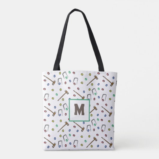 Monogram Croquet Leuke Hand-getrokken gazon spel p Tote Bag (Achterkant)