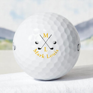 Monogram. cross clubs geel logo golfballen