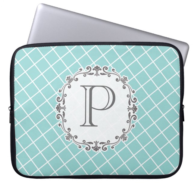  monogram Cross Hatch Pattern Laptop Bag Laptop Sleeve (Voorkant)