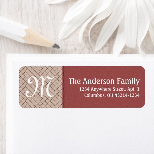 Monogram Cross X Pattern Return Address Label (Insitu)