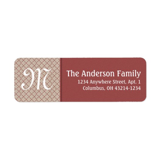 Monogram Cross X Pattern Return Address Label (Voorkant)
