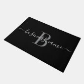 Monogram Custom Business Logo Black en White Deurmat (Schuin)