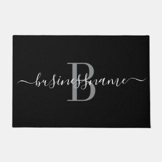Monogram Custom Business Logo Black en White  Deurmat