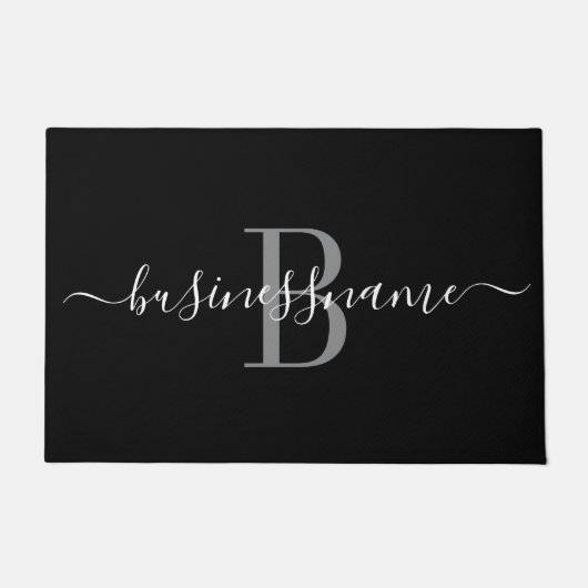 Monogram Custom Business Logo Black en White Deurmat (Voorkant)
