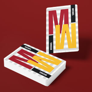 Monogram Custom Color Groot Initiaal Modern Pokerkaarten