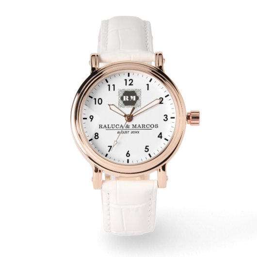 Monogram  Custom Couple Names – Elegant gift Horloge (Voorkant)