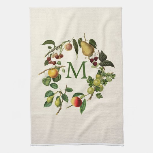 Monogram Custom Fruit Design Keukenhanddoek (Verticaal)