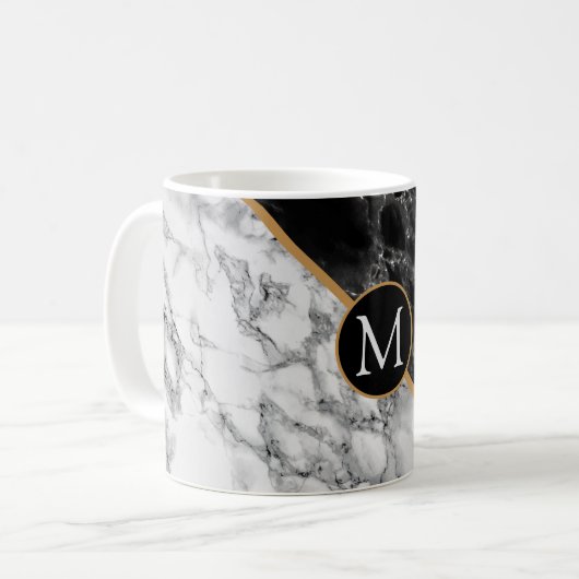 Monogram Custom Letter Coffee Mok Marmer (Voorkant links)