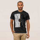Monogram Custom Letter T-shirt Zwart Wit Marmer (Voorkant volledig)