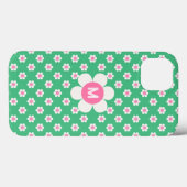 Monogram Custom Retro Daisies Pink en Green Sherp Case-Mate iPhone Case (Achterkant (horizontaal))