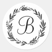 Monogram Custom Wreath Harvest Ronde Sticker (Voorkant)