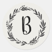 Monogram Custom Wreath Harvest Ronde Sticker (Voorkant)