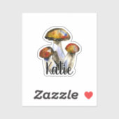Monogram Cute Artsy Trendy Mushroom - voeg naampla Sticker (Vel)