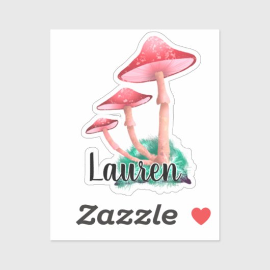 Monogram Cute Artsy Trendy Mushroom - voeg naampla Sticker (Vel)