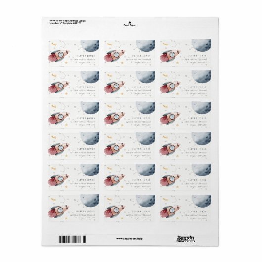 Monogram Cute Buitenspasstarry Planets Etiket (Full Sheet)