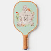 Monogram Cute Bunny Rabbits Floral Pickleball Paddle (Achterkant)