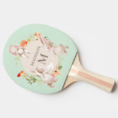 Monogram Cute Bunny Rabbits Floral Tafeltennisbatje (Zijkant)