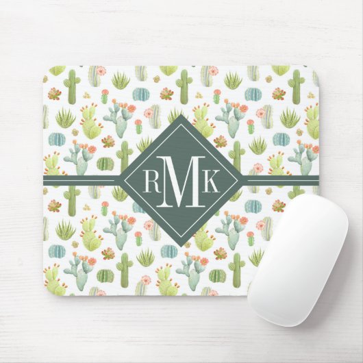 Monogram | Cute Cactus Standing Pattern Muismat (Met muis)