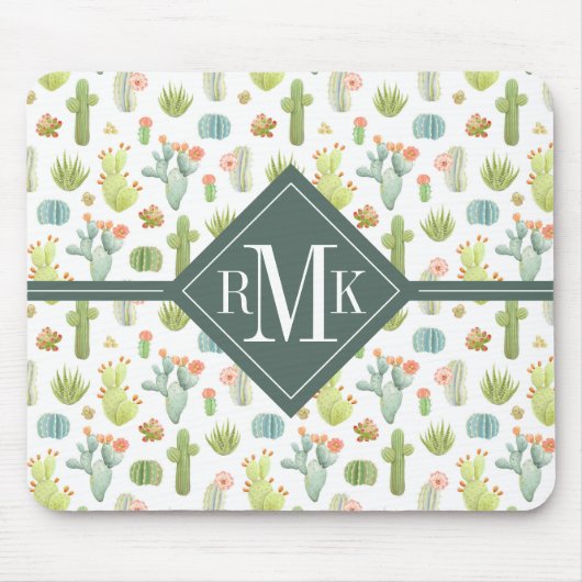Monogram | Cute Cactus Standing Pattern Muismat (Voorkant)