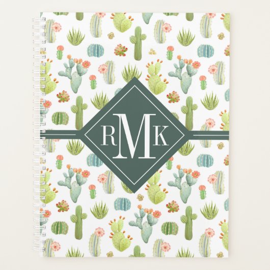 Monogram | Cute Cactus Standing Pattern Planner (Voorkant)