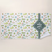 Monogram | Cute Cactus Standing Pattern Strandlaken (Voorkant)