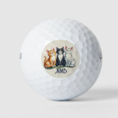 Monogram Cute Cats Kittens Animal  Golfballen (Voorkant)