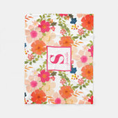 Monogram Cute Chic Floral Fleece Deken (Voorkant)