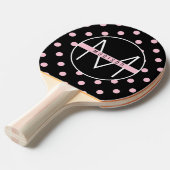 Monogram | Cute & Chic Pink Pot on Black Tafeltennisbatje (Voorkant Gekanteld)