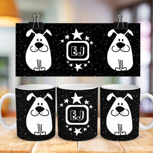 Monogram Cute Dog met sterren Koffiemok