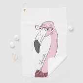 Monogram Cute en Funny Flamingo Hipster Golfhanddoek (Insitu)