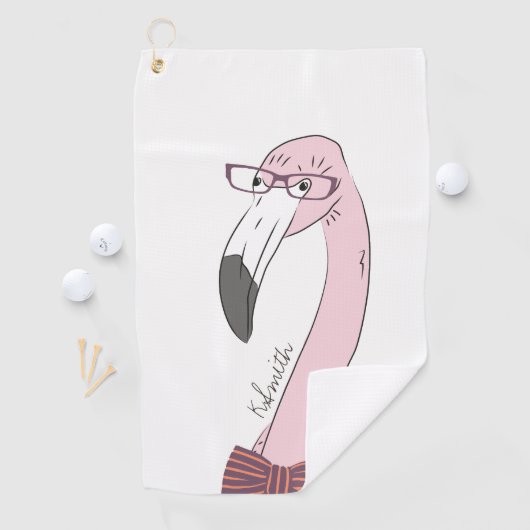Monogram Cute en Funny Flamingo Hipster Golfhanddoek (Insitu)