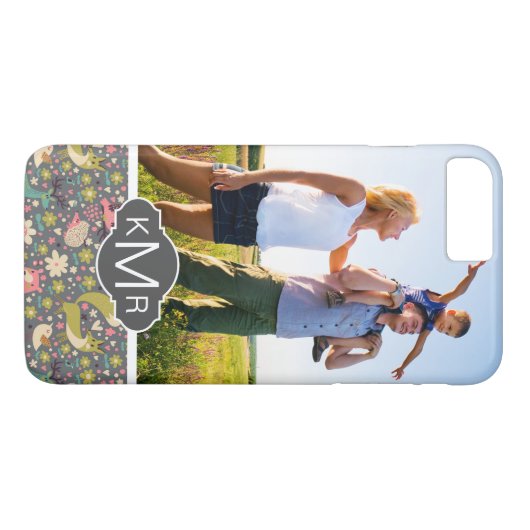 Monogram | Cute Forest Animals Patroon Case-Mate iPhone Case (Achterkant (Horizontaal))