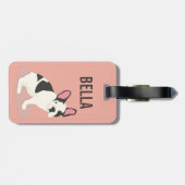 Monogram. Cute French Bulldog. Bagagelabel (Achterkant horizontaal)